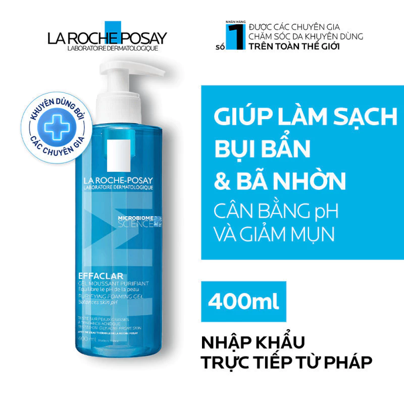 Gel rửa mặt tạo bọt dành cho da dầu mụn La Roche-Posay Effaclar Foaming Gel 400ml - Ảnh 4