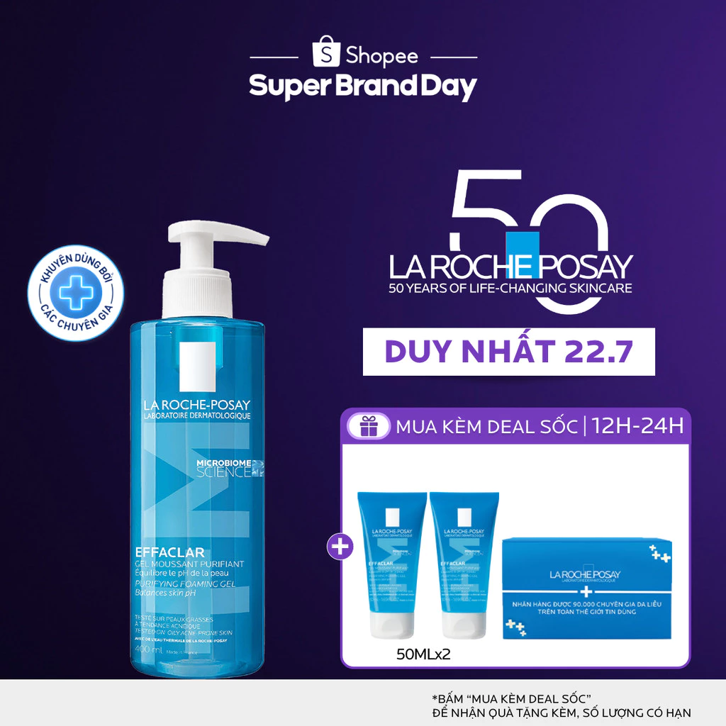 Gel rửa mặt tạo bọt dành cho da dầu mụn La Roche-Posay Effaclar Foaming Gel 400ml - Ảnh 5
