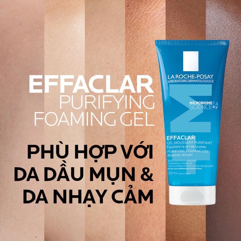Gel rửa mặt tạo bọt giúp làm sạch sâu cho da dầu mụn La Roche-Posay Effaclar Foaming Gel +M 200ml - Ảnh 2