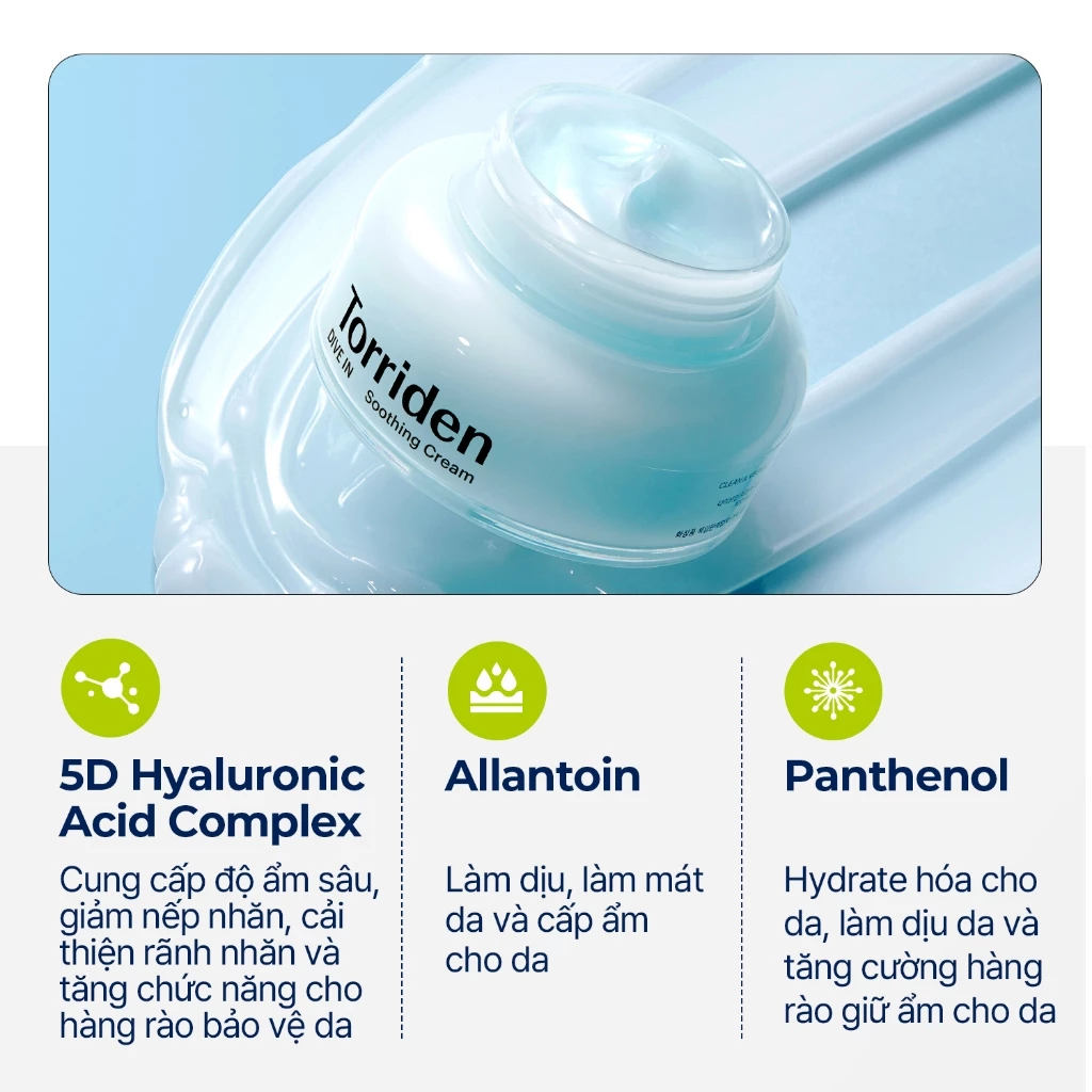 Kem dưỡng làm dịu da DIVE IN chứa Hyaluronic Acid, 100ml, Soothing Cream - Ảnh 5