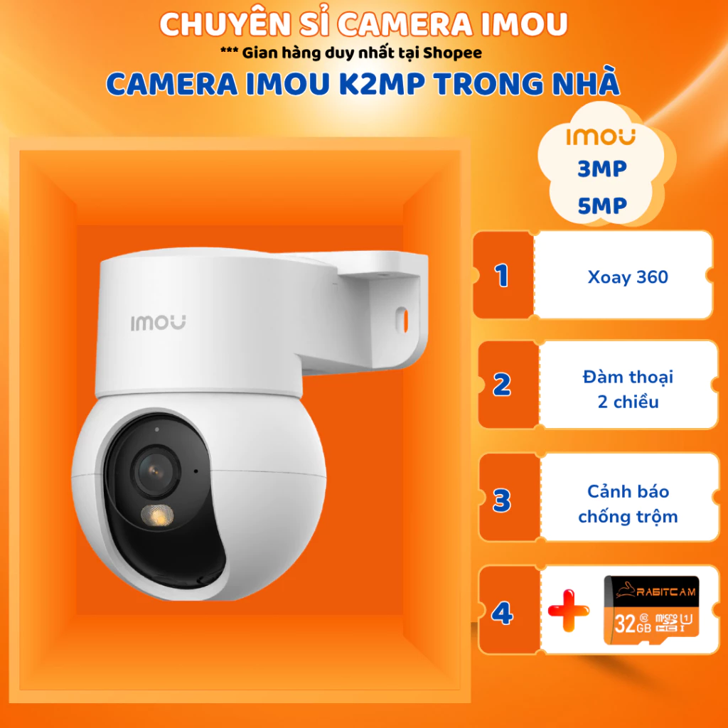 Camera IMOU trong nhà Ranger K2MP 3MP/5MP, Tích hợp chân đế gắn tường, quan sát ban đêm thông minh, Bảo hành 2 năm - Ảnh 5