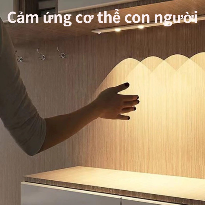 Đèn Led Cảm Ứng 20/30/40/60cm Để Tủ Quần Áo Tủ Bếp Có Thể Điều Chỉnh Độ Sáng Sạc USB Đèn Cảm Biến Chuyển Động - Ảnh 2