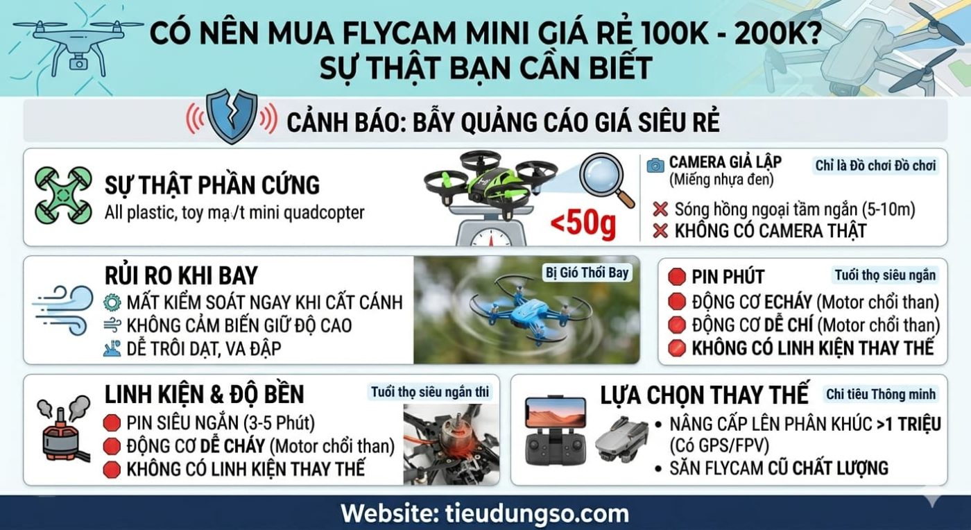 Có Nên Mua Flycam Mini Giá Rẻ 100k - 200k Sự Thật Bạn Cần Biết