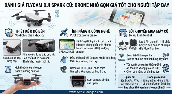 Đánh Giá Flycam DJI Spark Cũ Drone Nhỏ Gọn Giá Tốt Cho Người Tập Bay